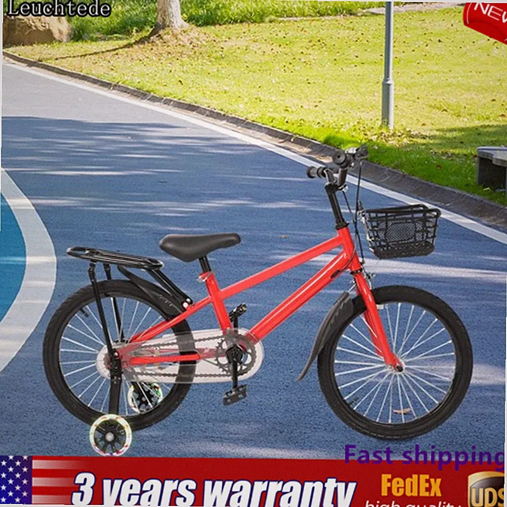 18 Inch Bicycle Kid Bike w/ Training Auxiliary Wheel For 6-8 Years Old Children