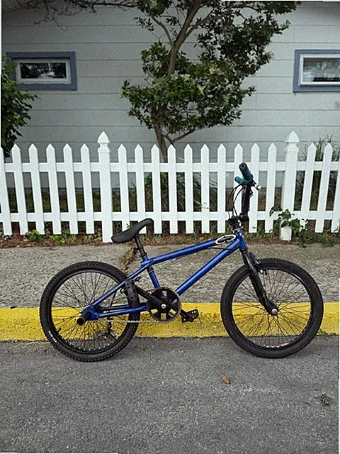 Blue/Black BMX Bike Bicycle with BMX Bar Handlebar Setup